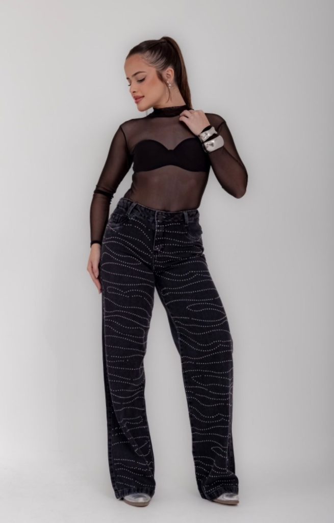 Calça Jeans Marmorizada Chuva de Brilho