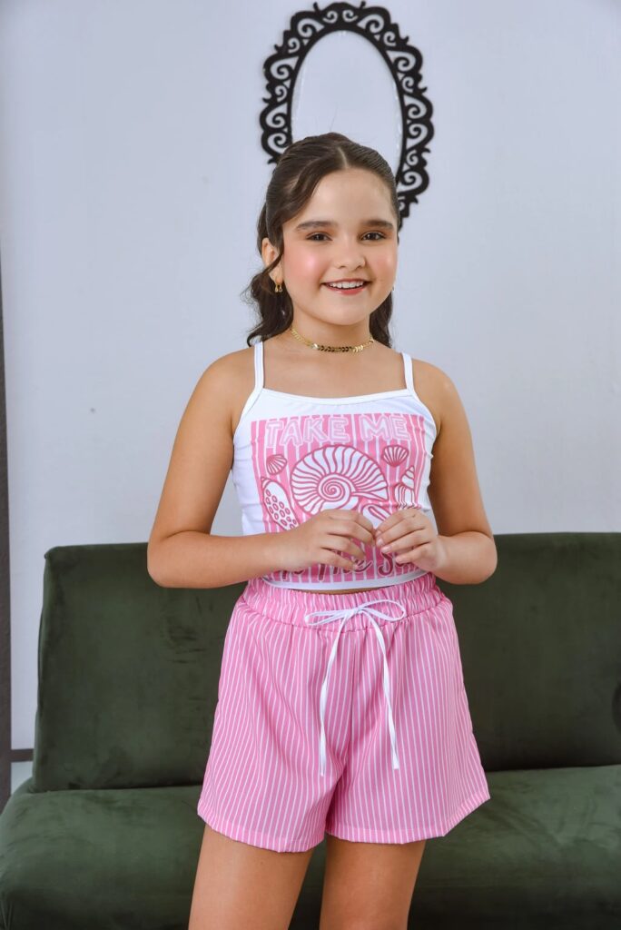 Conjunto Pop Pink Listrado